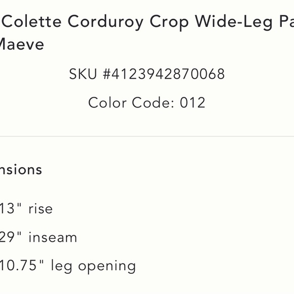 Anthropologie Maeve Colette cord corduroy crop pants 16 - Picture 6 of 10